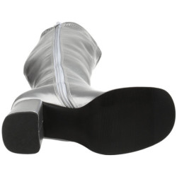 Stivali anni 70 vinile argento 7,5 cm disco stivali sotto il ginocchio