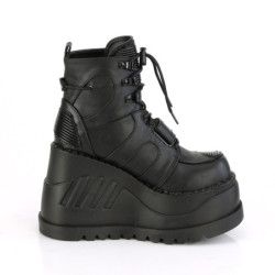Ecopelle Nero 12 cm STOMP-13 stivaletti con zeppa plateau