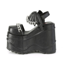 Vegano Nero 15 cm DemoniaCult WAVE-20 scarpe lolita sandali con zeppa plateau
