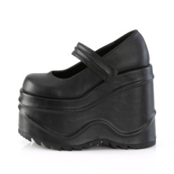 Nero Vegano 15 cm WAVE-32 scarpe décolleté mary jane zeppa plateau
