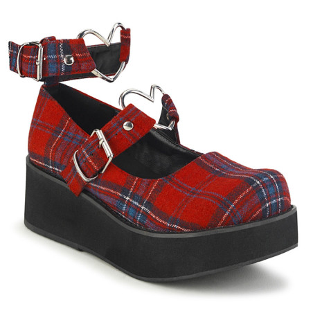 Vegano 6 cm DemoniaCult SPRITE-02 scarpe décolleté mary jane modello di plaid