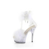 Bianco 15 cm DELIGHT-624F sandalo tacco alto con piume exotic pole