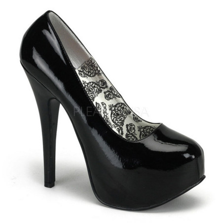 Nero Vernice 14,5 cm Burlesque BORDELLO TEEZE-06 Plateau Scarpe Décolleté
