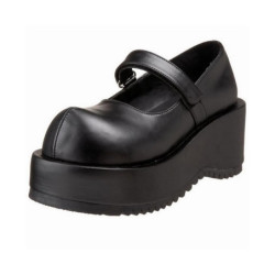 Vegano 8,5 cm DemoniaCult DOLLIE-01 scarpe décolleté mary jane neri