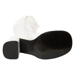 Stivali anni 70 vinile bianchi 7,5 cm disco stivali sotto il ginocchio