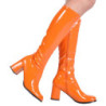 Stivali anni 70 vernice arancioni 7,5 cm disco stivali sotto il ginocchio