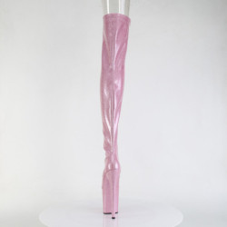 Glitter Rosa 20 cm PEEP TOE stivali sopra il ginocchio con stringati