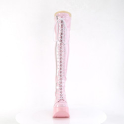 Ologramma 13 cm DYNAMITE-300 plateau zeppa stivali alti con tacco rosa