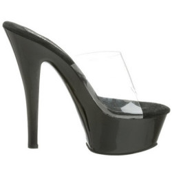 Nero Trasparente 15,5 cm KISS-201 Plateau Mules Alte