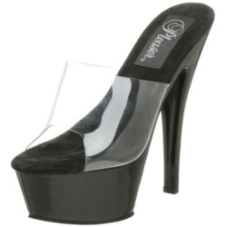 Nero Trasparente 15,5 cm KISS-201 Plateau Mules Alte