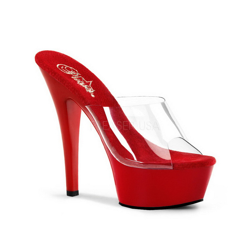Rosso Trasparente 15,5 cm KISS-201 Plateau Mules Alte
