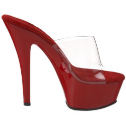 Rosso Trasparente 15,5 cm KISS-201 Plateau Mules Alte