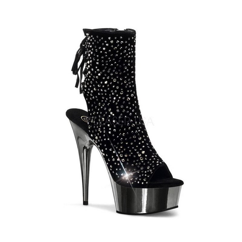 Strass 16 cm Pleaser DELIGHT-1018RS Cromo Plateau Stivaletti Donna