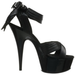 Nero Raso 15 cm DELIGHT-668 Sandali da Sera con Tacco Alto