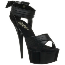 Nero Raso 15 cm DELIGHT-668 Sandali da Sera con Tacco Alto