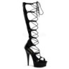 Nero 15 cm DELIGHT-698 piatti sandali al ginocchio gladiatore da donna