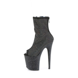 Strass 20 cm FLAMINGO-1031GM stivaletti spuntate con tacco e piattaforma nero