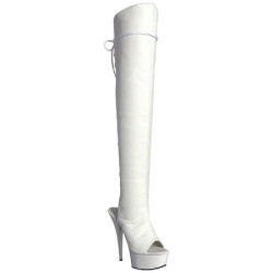Bianco Ecopelle 15 cm DELIGHT-3019 plateau suola stivali alti lunghi con tacco
