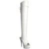 Bianco Ecopelle 15 cm DELIGHT-3019 plateau suola stivali alti lunghi con tacco