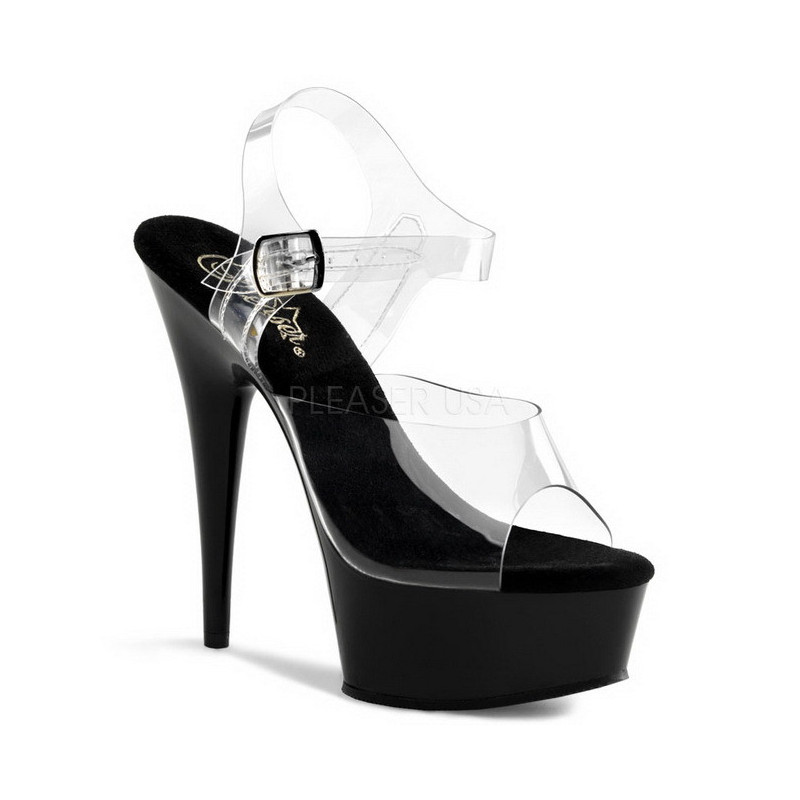 Trasparente Nero 15 cm Pleaser DELIGHT-608 scarpe da cubista e spogliarellista
