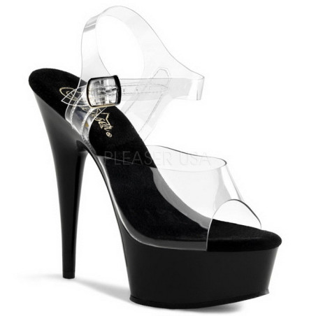 Trasparente Nero 15 cm Pleaser DELIGHT-608 scarpe da cubista e spogliarellista