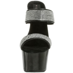 Nero 18 cm ADORE-702-2 Pantofole Tacco Alto Pietre Strass