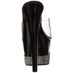 Nero Strass 18 cm Pleaser ADORE-701-3 Plateau Mules Tacco Alto