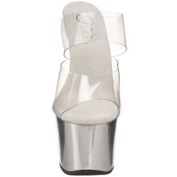 Cromo Trasparente 18 cm SKY-302 Platform Ciabattina Tacchi Alti