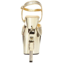 Oro 18 cm Pleaser REVOLVER-709G Tacchi Alti Cromo Plateau