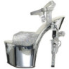 Argento 18 cm Pleaser REVOLVER-709G Tacchi Alti Cromo Plateau