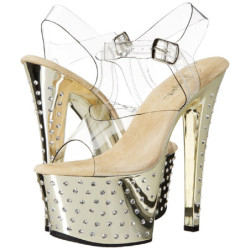 Oro 18 cm Pleaser STARDUST-708 Tacchi Alti Cromo Plateau