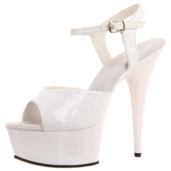 Bianco 15 cm DELIGHT-609 tacco alto pleaser con plateau