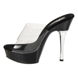 Nero Trasparente 14 cm Pleaser ALLURE-601 Plateau Mules Tacco Alto