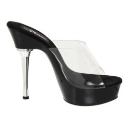 Nero Trasparente 14 cm Pleaser ALLURE-601 Plateau Mules Tacco Alto