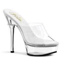 Trasparente 14 cm Pleaser ALLURE-601 Plateau Mules Tacco Alto
