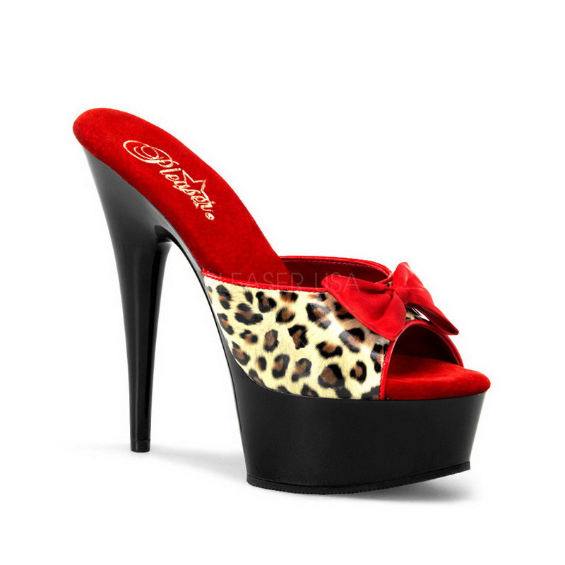 Leopardo 15 cm Pleaser DELIGHT-601-6 Plateau Mules Alto