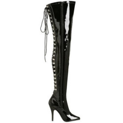 Nero Vernice 13 cm SEDUCE-3063 Overknee Stivali Alti Lunghi