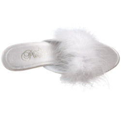 Bianco Piume 8 cm BELLE-301F Scarpe Zoccoli da Uomo