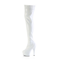 Bianco 15 cm DELIGHT-3000HWR Ologramma stivali overknee piattaforma exotic pole