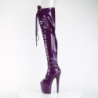 Glitter Viola 20 cm PEEP TOE stivali sopra il ginocchio con stringati