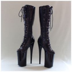 Nero Vernice 23 cm Pleaser INFINITY-2049 Plateau Stivali Donna