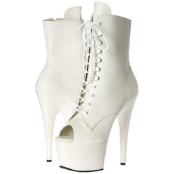 Bianco Ecopelle 18 cm ADORE-1021 stivaletti con plateau suola donna