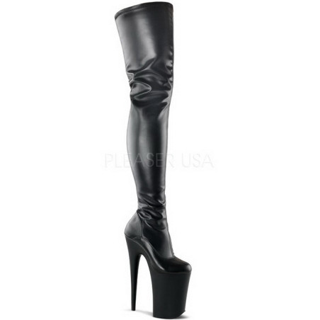 Nero Ecopelle 23 cm PLEASER INFINITY-4000 Stivali Overknee Plateau