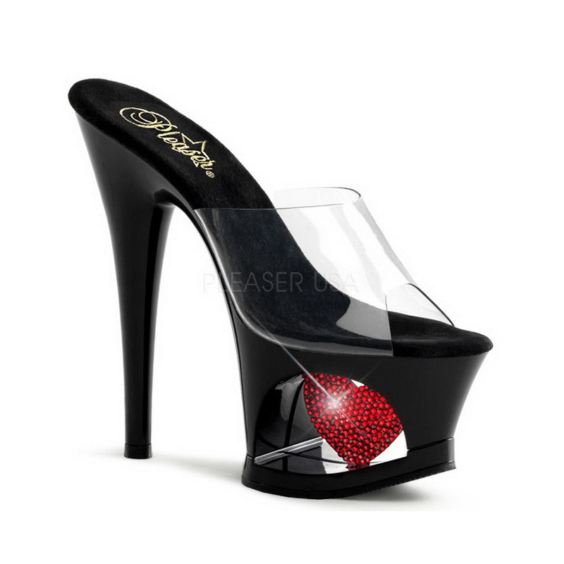 Rosso Trasparente 18 cm Pleaser MOON-701HRS Plateau Mules Alte