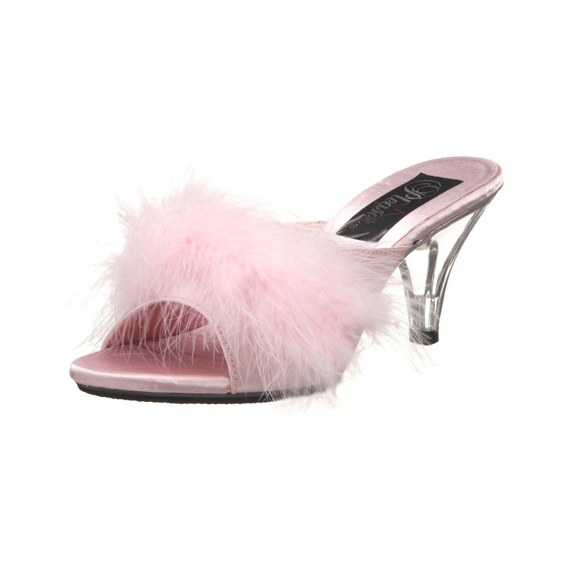 Pink 8 cm BELLE-301F piume di marabu Mules Scarpe