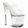 Trasparente 20 cm STARDUST-802 Strass Plateau Mules Alte