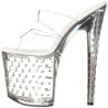 Trasparente 20 cm STARDUST-802 Strass Plateau Mules Alte