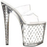 Trasparente 20 cm STARDUST-802 Strass Plateau Mules Alte