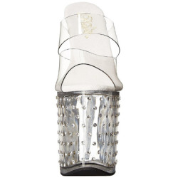 Trasparente 20 cm STARDUST-802 Strass Plateau Mules Alte