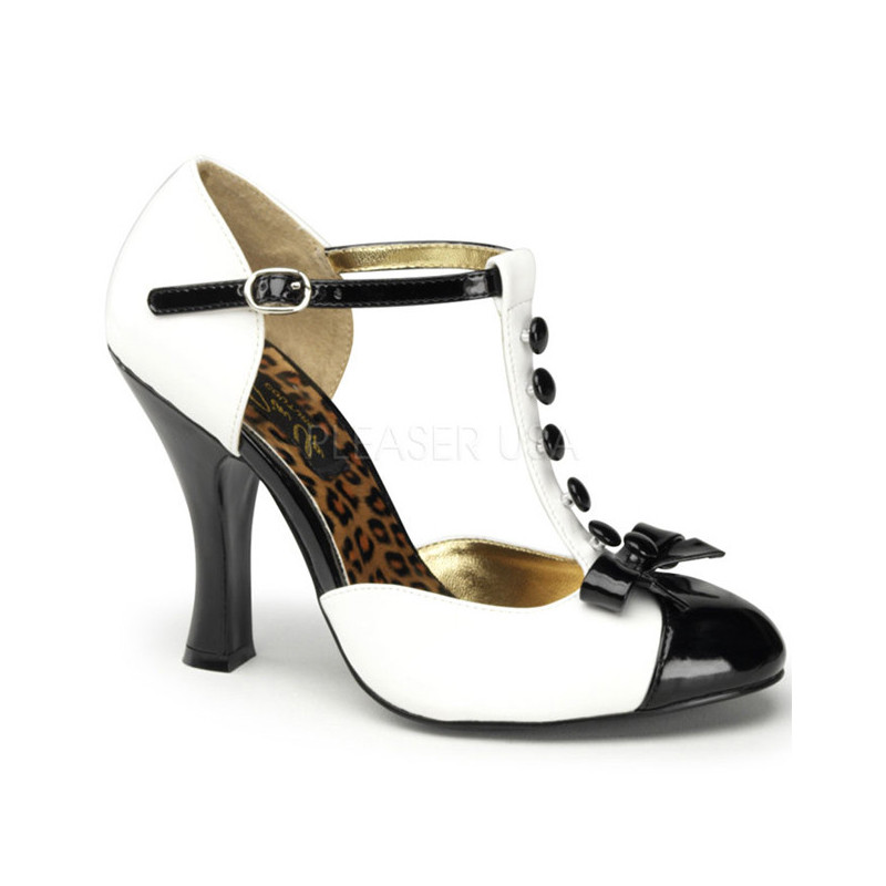 Bianco Scamosciata 10 cm SMITTEN-10 Rockabilly scarpe décolleté con tacchi bassi